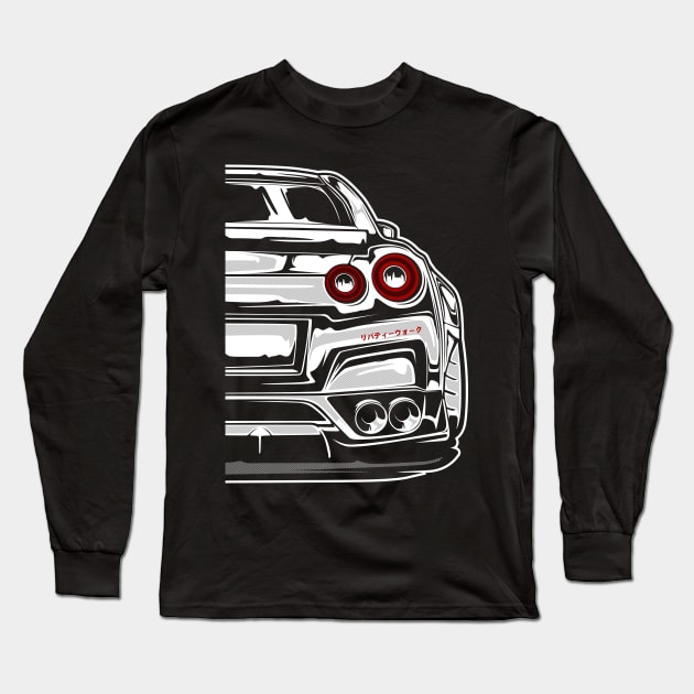 Nissan R35 GTR Liberty Walk (White Print) Long Sleeve T-Shirt by idrdesign